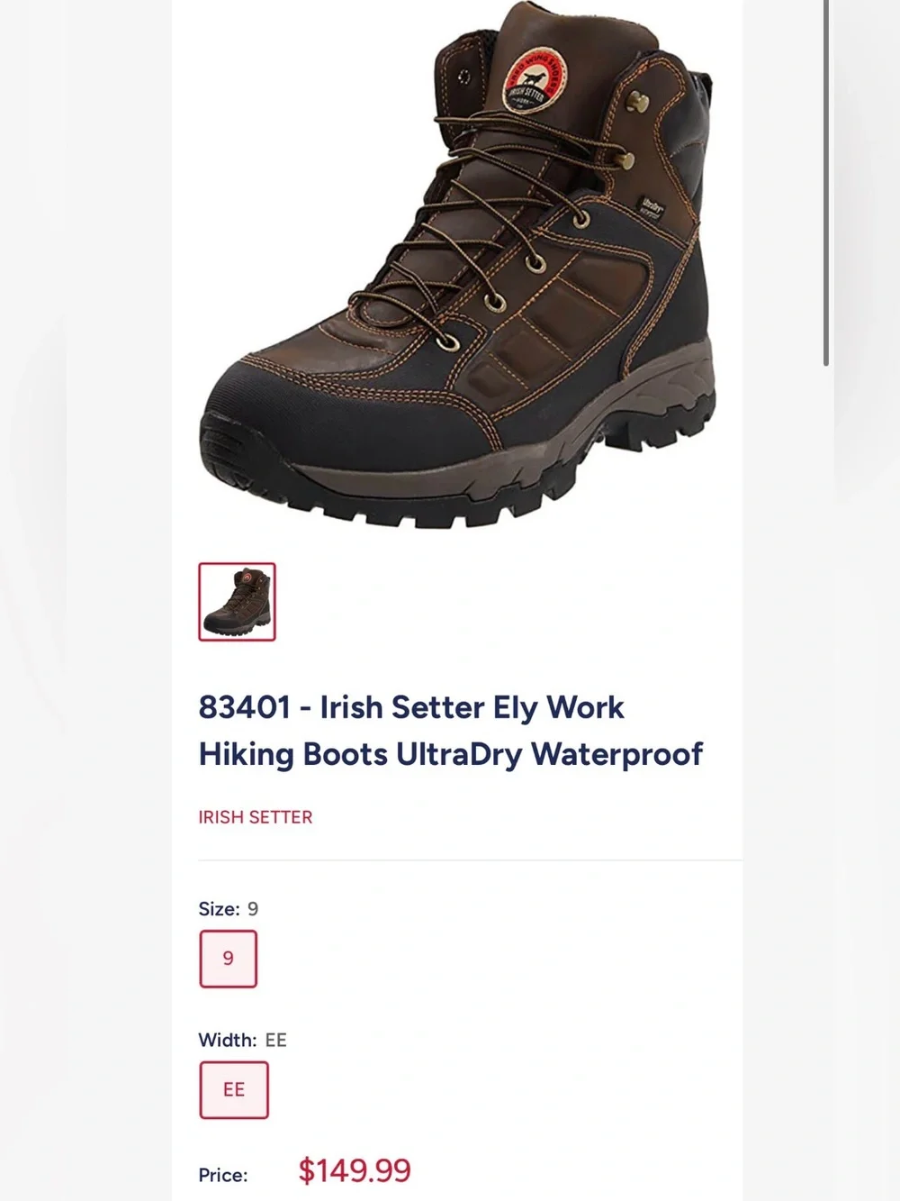 RED WING IRISH SETTER sz11 Ely Rugged Waterproof Work Boots